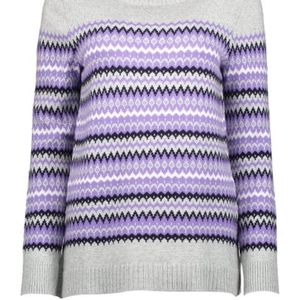 Women's Gray and Purple Patterned Sweater